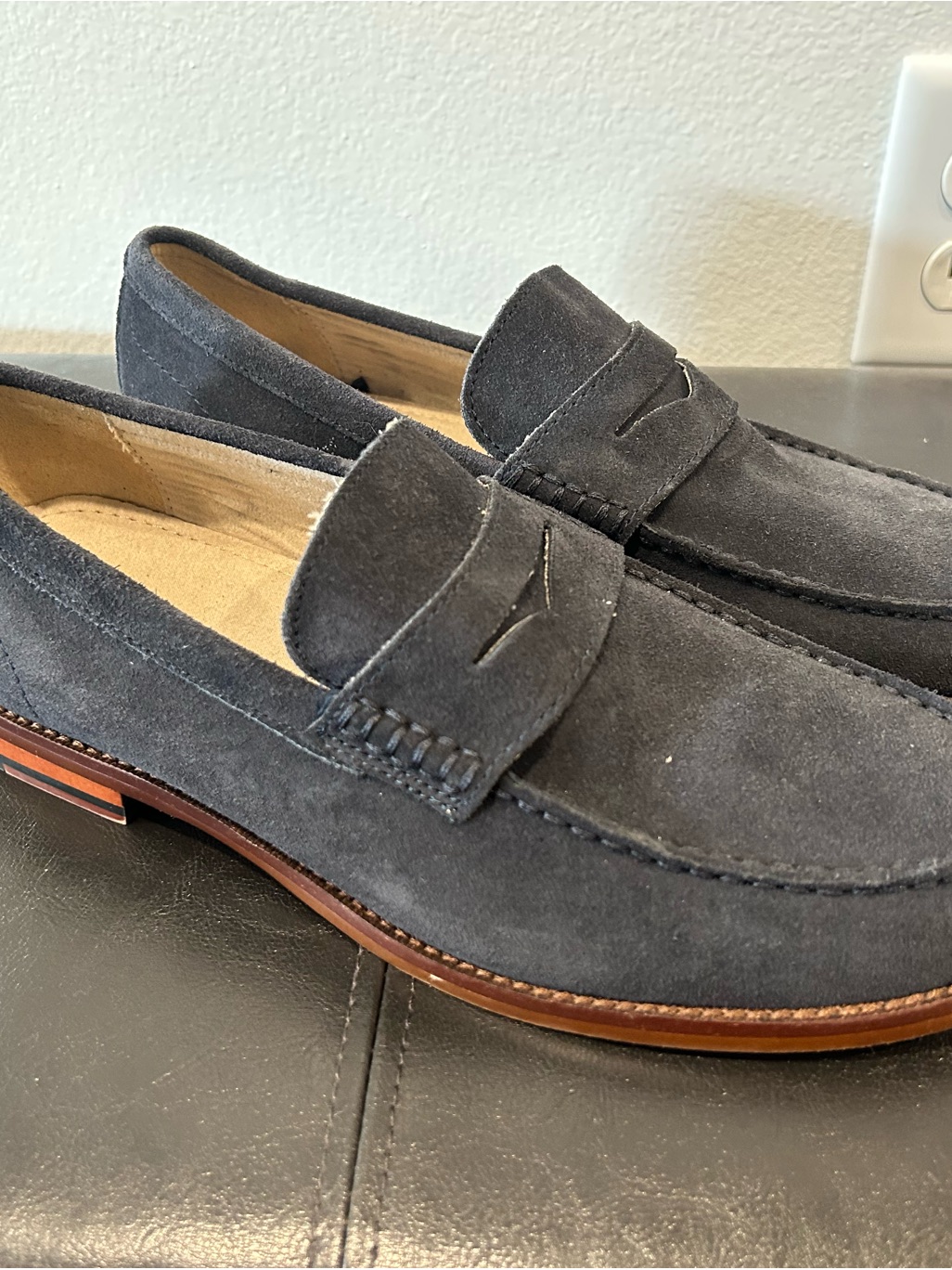 Banana Republic Men's Suede Penny Loafers - Charcoal Gray